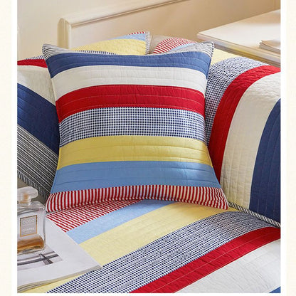 Coussin de canapé en coton à rayures rétro