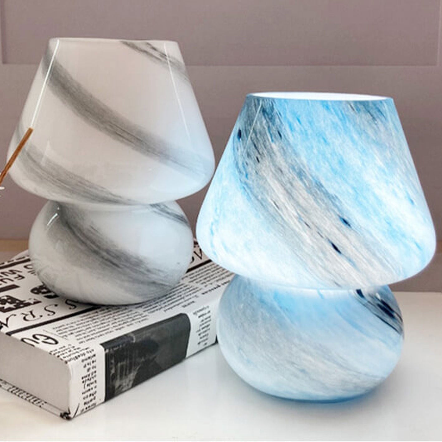 Lampe à champignon en verre design planétaire fait à la main 1 lumière