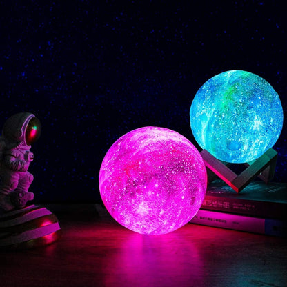 Floroux Galaxy Moon Lamp | 3D Printed LED Moon Lamp | Color Changing | Touch and USB Charge | Ambient Light for Home