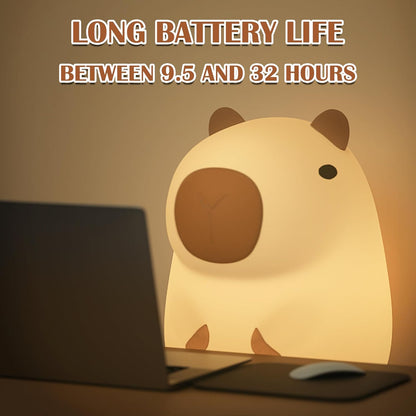Mignon CapySnuggle Lampe de Nuit - Lumière Chaude en Design Capybara