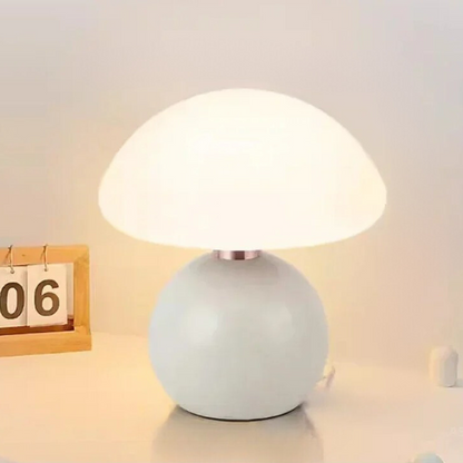 Lumière Champignon Élégante - Lampe de Table en Céramique Crème