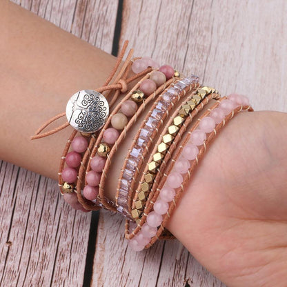 Amoria Bracelet – Élégante Candybracelet en Quartz Rose Doré