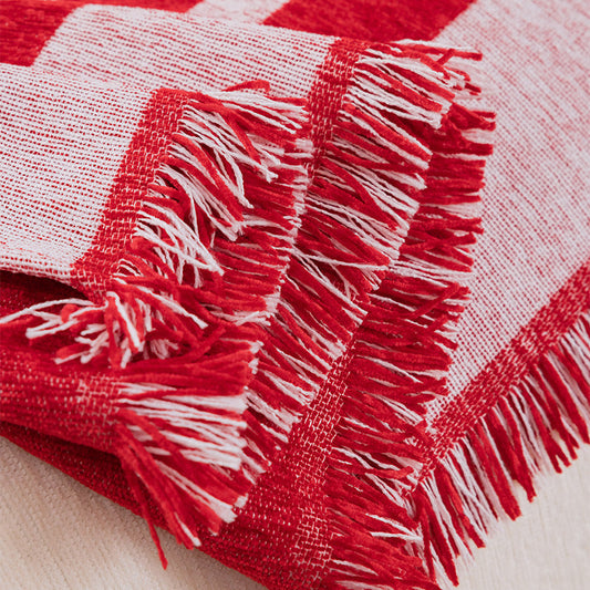 Couverture de canapé/canapé de Noël en bois de pin rouge et blanc