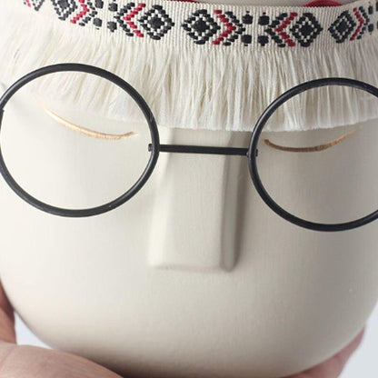 Ceramic Flower Pot Floroux with Glasses & Headband | Modern Design | Decorative Plant Vase