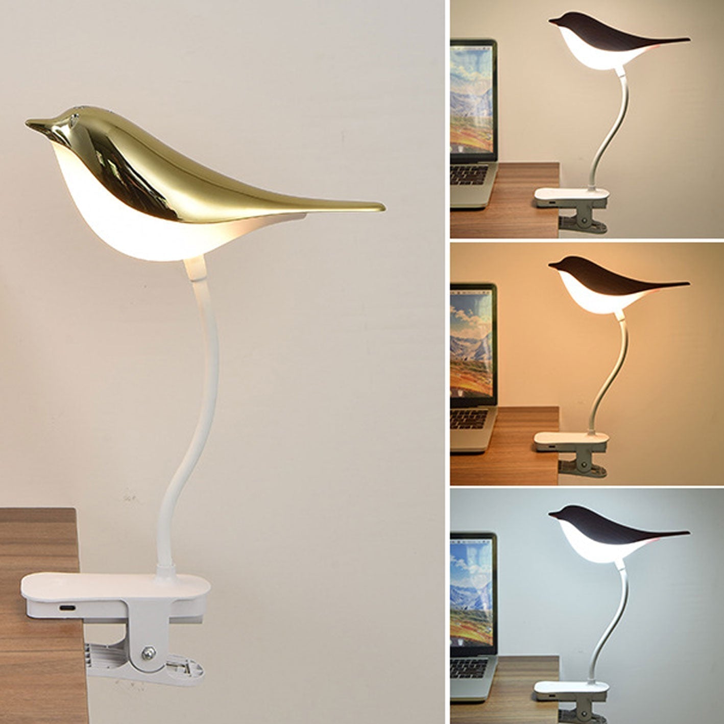 Floroux LED Table Lamp Nordic | USB Charge | Night Light with Bird Clip | Modern Design
