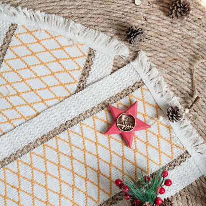 Set de 4 sous-verres en corde de chanvre tissée à motif géométrique