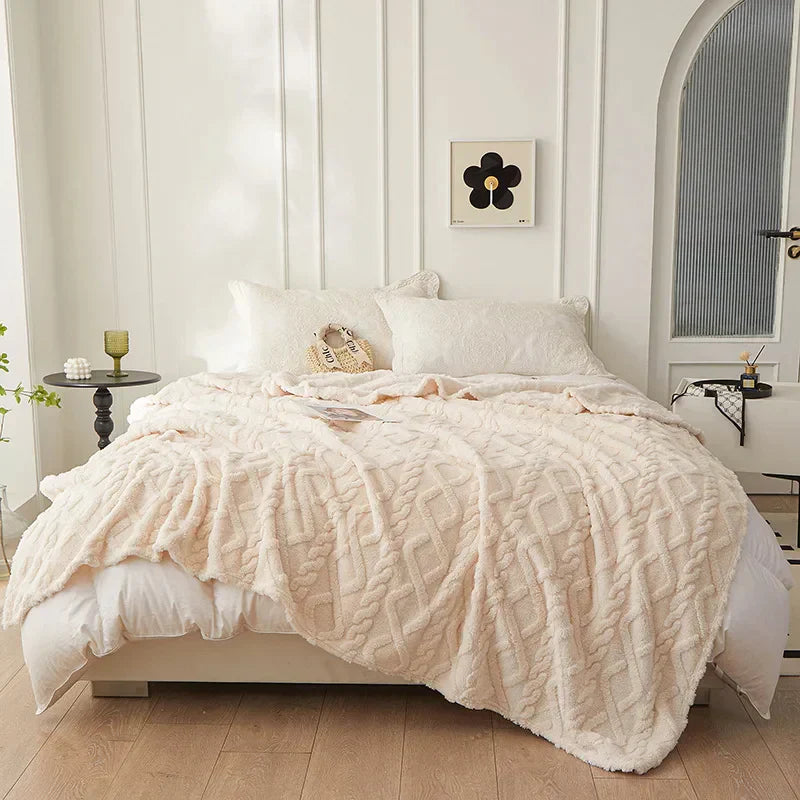 CozyLuxe - Couverture en Laine de Mouton Luxe pour Chambre à Coucher