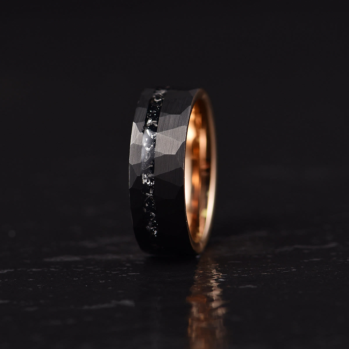 Ares - Bague en carbure de tungstène tourmaline noire de 8 mm