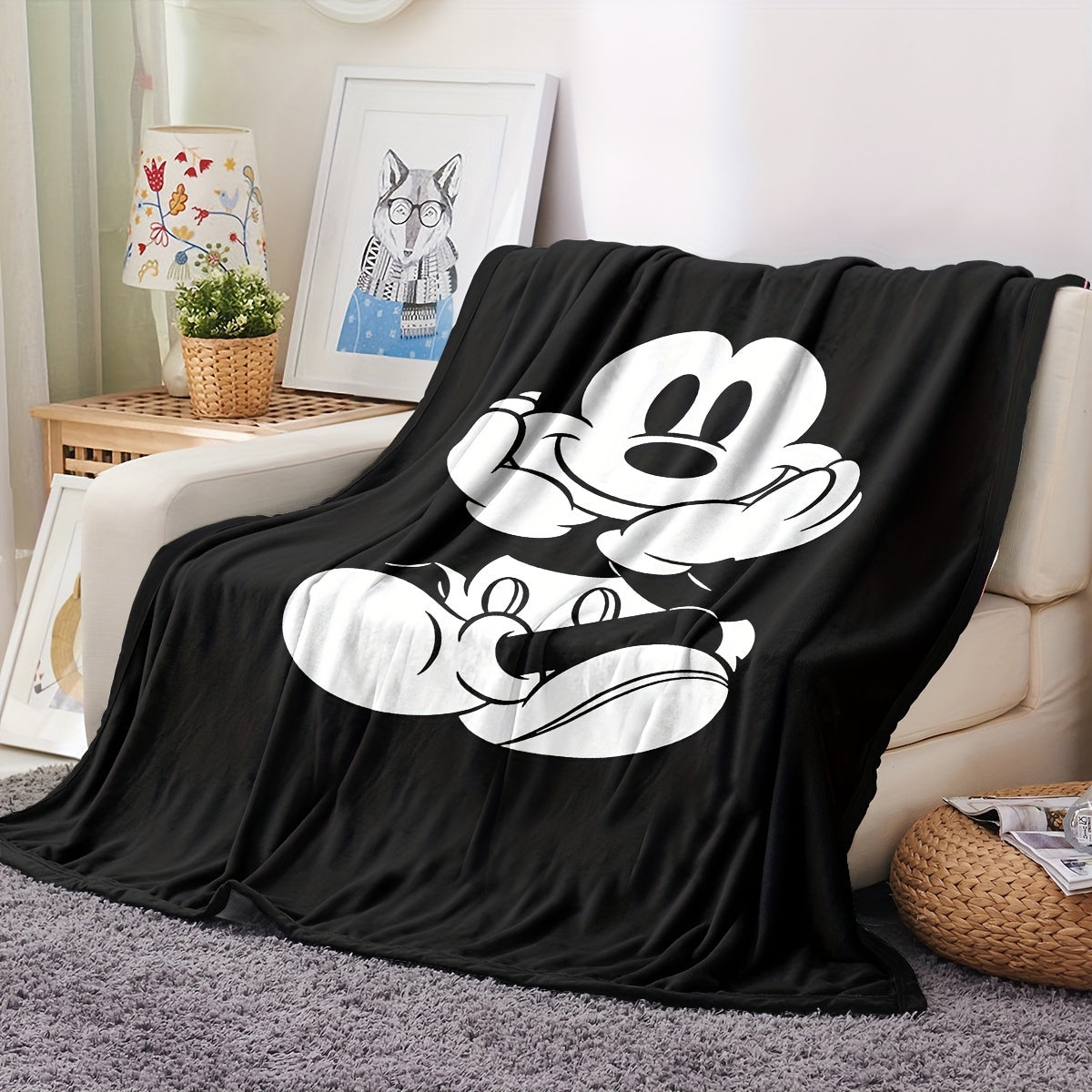 Couverture en polaire douce avec design Mickey Mouse - Parfaite pour la décoration intérieure et une utilisation tout au long de l'année