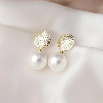 Boucles d'oreilles élégantes Celeste Perle avec cuivre doré luxe 18K