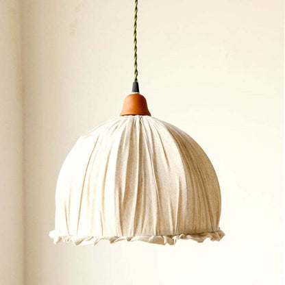 Floroux - Lampe suspendue LED scandinave en tissu beige