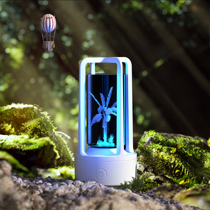 2-en-1 Blanc Landmark Lampe de nuit en cristal et haut-parleur Bluetooth Lampe de bureau