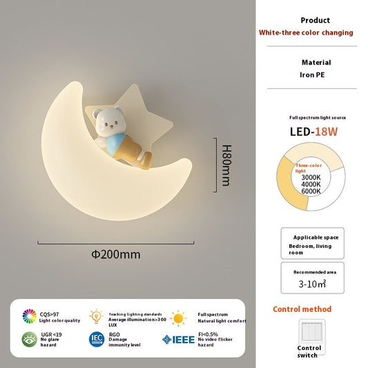 Lampe murale LED en forme de lune Cartoon crème pour la chambre d'enfant (20 cm / 7,8")