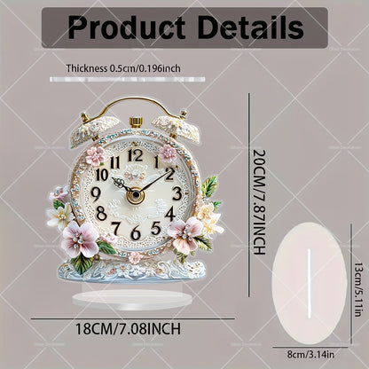 GlamTime Horloge - Luxe Acrylique Fleurs Réveil avec Pierres Précieuses