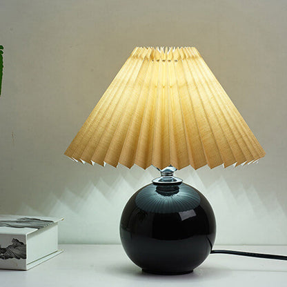 Floroux Pleated Design Table Lamp | Ceramic Base | Ambient Light | Minimalist Design | Interior Decorator