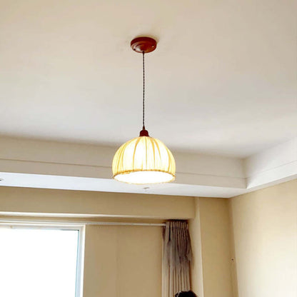 Floroux - Lampe suspendue LED scandinave en tissu beige
