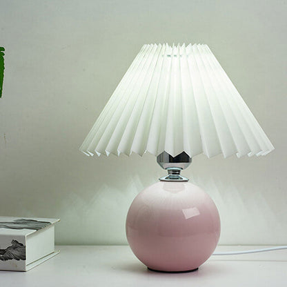 Floroux Pleated Design Table Lamp | Ceramic Base | Ambient Light | Minimalist Design | Interior Decorator