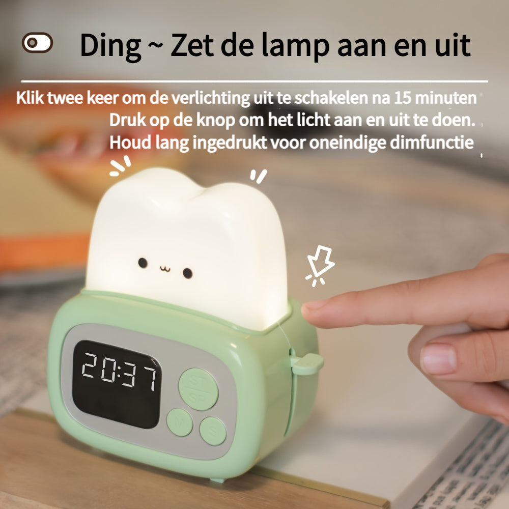 GlowBake Horloge - Réveil LED moderne avec USB rechargeable