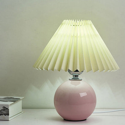 Floroux Pleated Design Table Lamp | Ceramic Base | Ambient Light | Minimalist Design | Interior Decorator