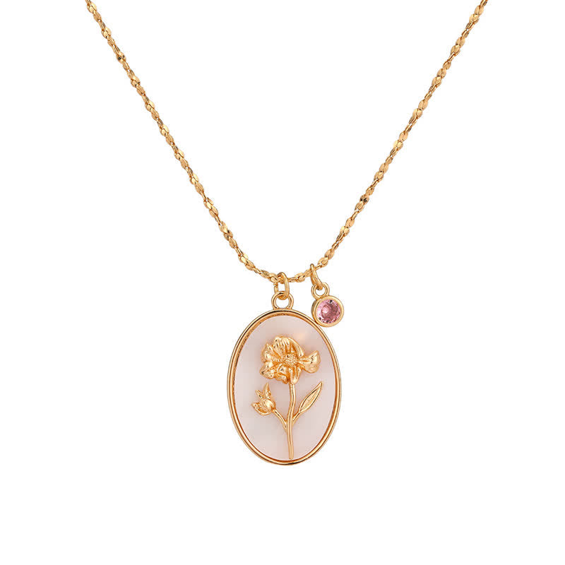 Aurora Pierre de Naissance et Fleurs de Naissance Collier – Un Bijou Personnel pour Mes Chers Gens