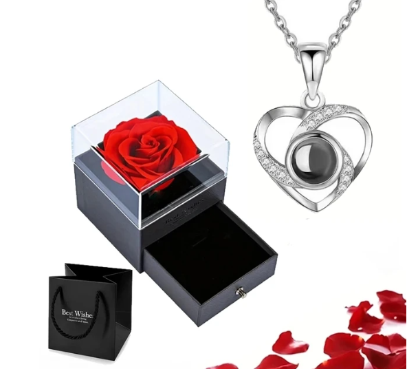 EternalLove Necklace – Collier en forme de cœur en 100 langues