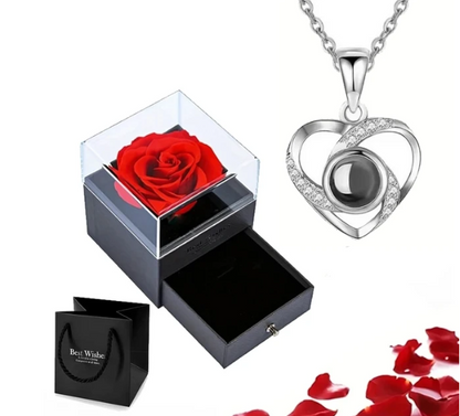 EternalLove Necklace – Collier en forme de cœur en 100 langues