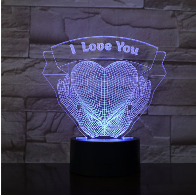 Tenir les mains Cœur 3D LED lampe de nuit d'amour cadeau