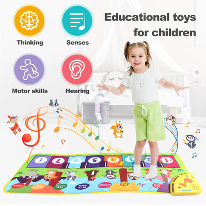 Tapis de danse musical multifonctionnel pour tout-petits - Clavier piano interactif avec sons d'animaux, cadeau éducatif pour enfants, amusement portable !