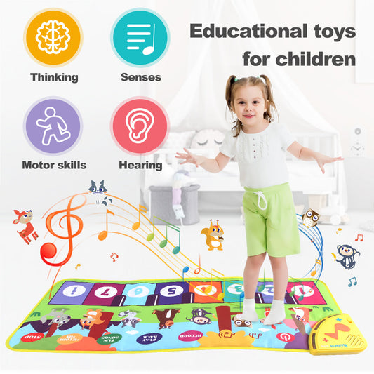 Tapis de danse musical multifonctionnel pour tout-petits - Clavier piano interactif avec sons d'animaux, cadeau éducatif pour enfants, amusement portable !