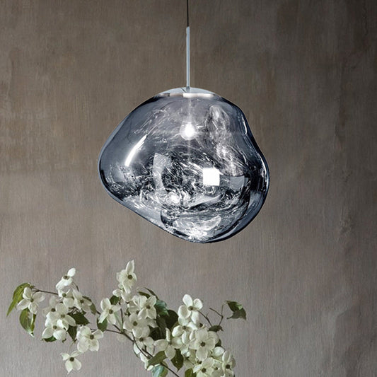Floroux Suspension argent/rouge verre 1 lumière lampe de plafond salle à manger