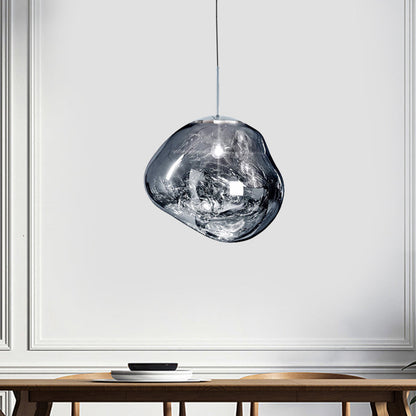 Floroux Suspension argent/rouge verre 1 lumière lampe de plafond salle à manger