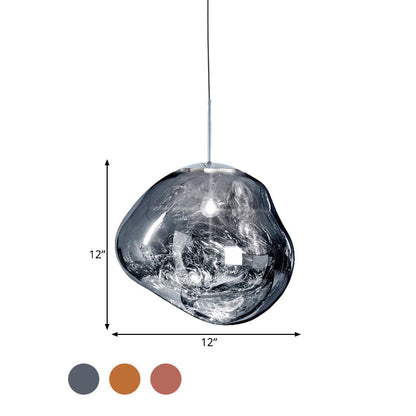 Floroux Suspension argent/rouge verre 1 lumière lampe de plafond salle à manger