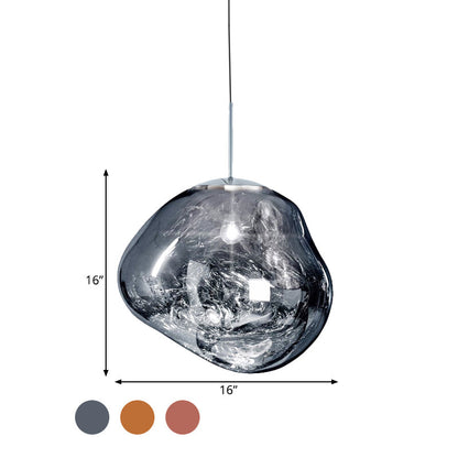 Floroux Suspension argent/rouge verre 1 lumière lampe de plafond salle à manger