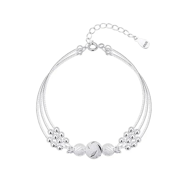 Bracelet en Argent Élégante avec Plusieurs Perles Brillantes