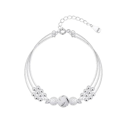 Bracelet en Argent Élégante avec Plusieurs Perles Brillantes