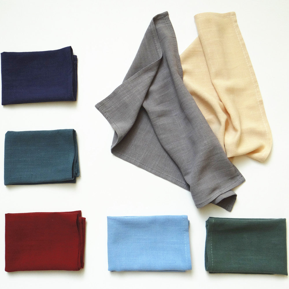 Serviettes en coton-lin simples et minimalistes - Ensemble de 4
