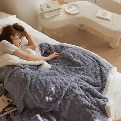 Floroux - Couverture d'hiver en épaisse laine d'agneau