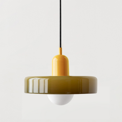 Suspension Floroux in colored glass | Elegant hanging lamp in Bauhaus style | Designer lamp for the living room and dining room
