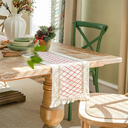 Nappe en corde de chanvre tissée à motif géométrique