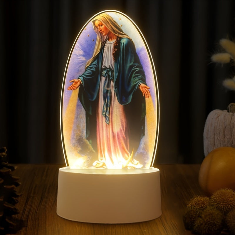 DivineGlow Veilleuse - LED Vierge Marie avec Acrylique