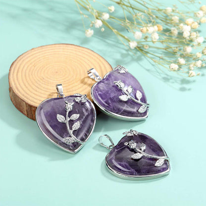 Collier en Quartz Rose en Forme de Coeur Élégant - Collection Amara