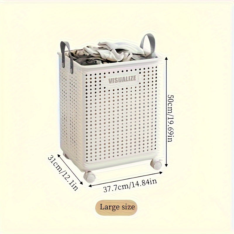 Panier à linge en plastique pliable avec des roues