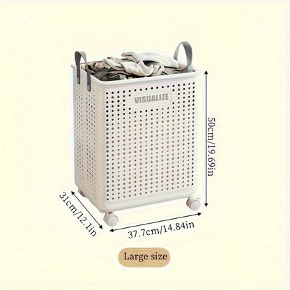 Panier à linge en plastique pliable avec des roues