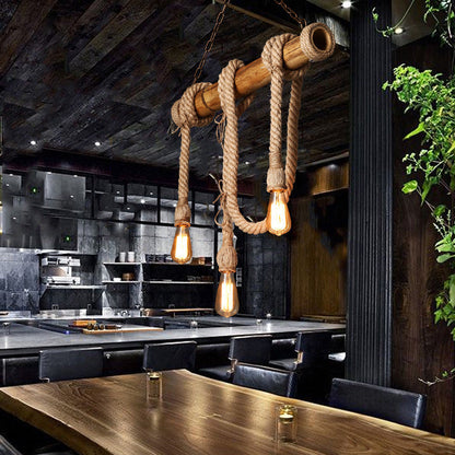 Floroux - Lampe de plafond réglable avec bambou et corde réglable