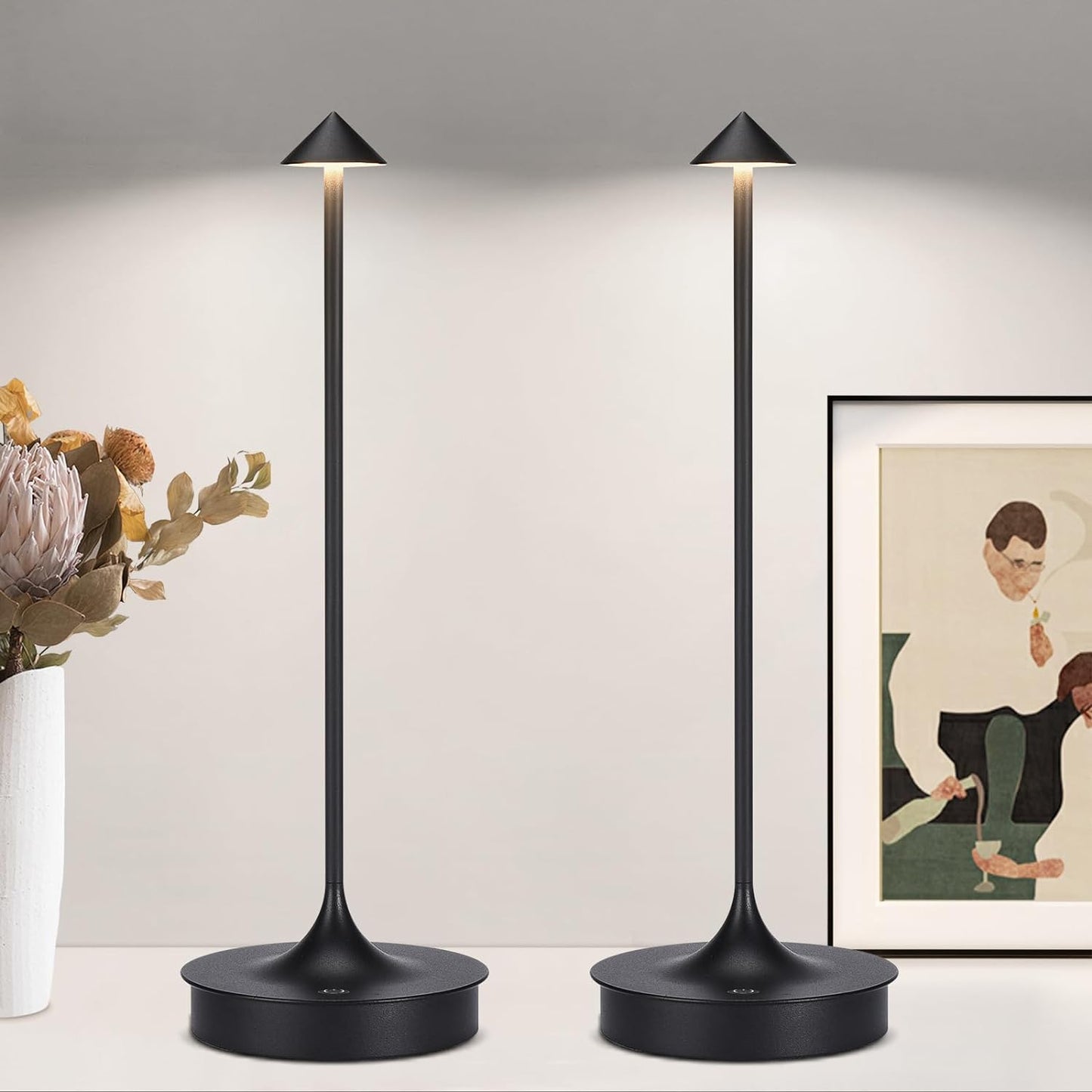 Floroux Lampe de table sans fil - Set de 2 lampes de table à batterie