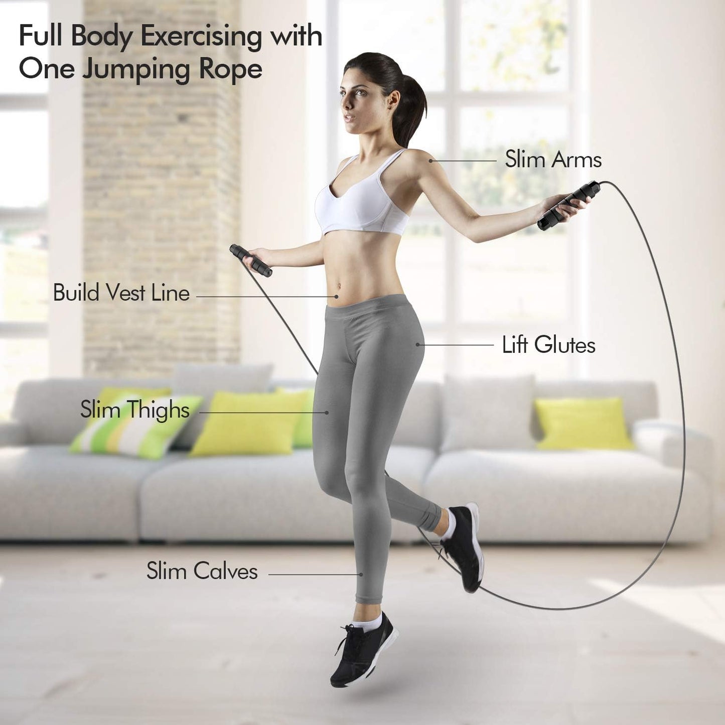 FlexiJump - Corde à sauter réglable sans enchevêtrement pour le fitness