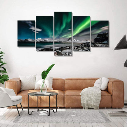 Peinture murale paysage Aurora sur toile 5 pièces