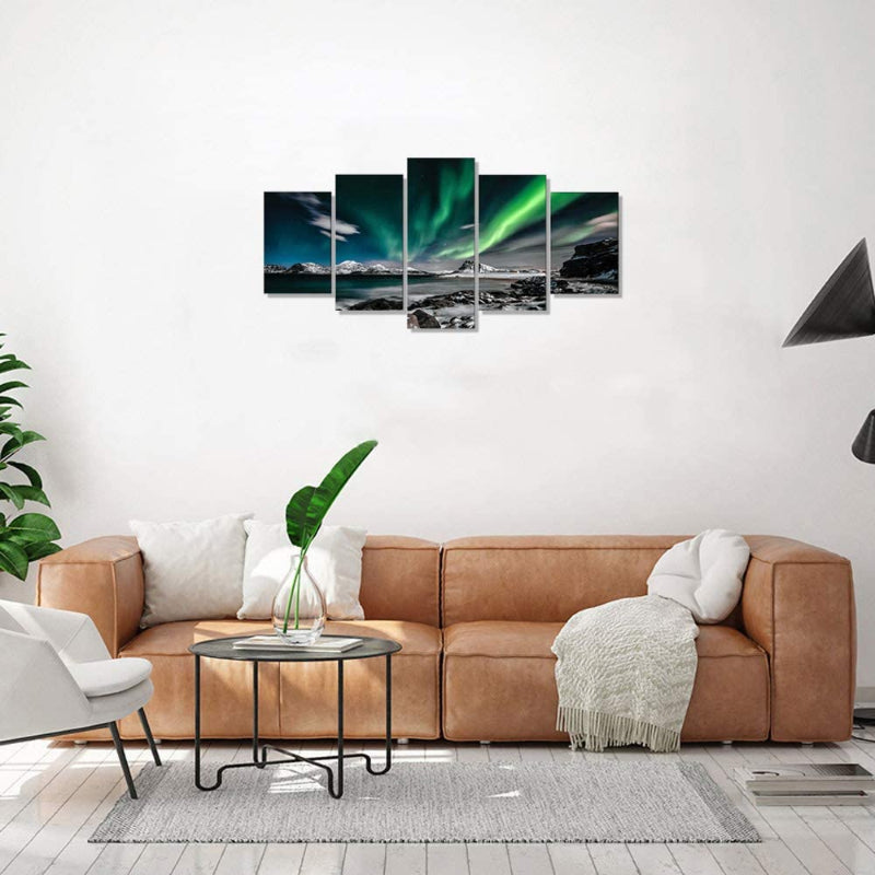 Peinture murale paysage Aurora sur toile 5 pièces