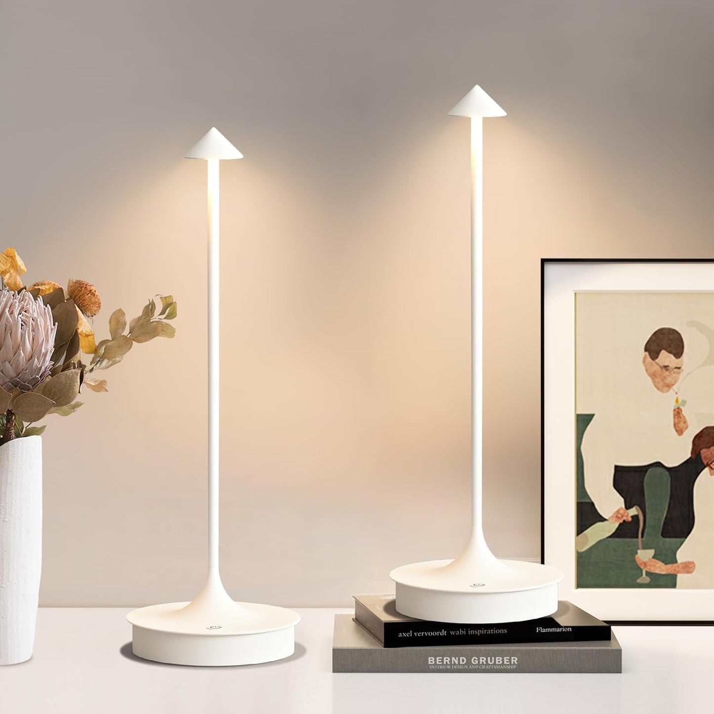 Floroux Lampe de table sans fil - Set de 2 lampes de table à batterie