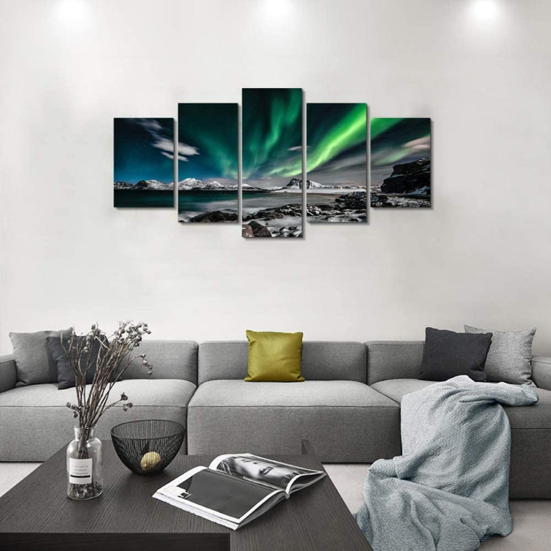 Peinture murale paysage Aurora sur toile 5 pièces